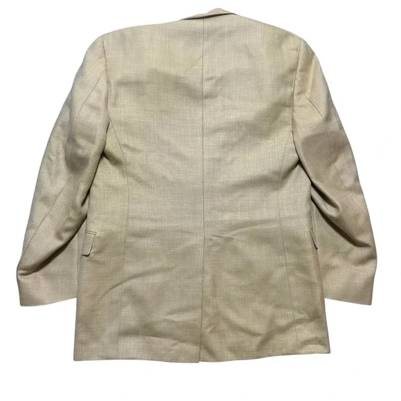 Hart Schaffner Marx Mens 44L Silk Comfort Blazer Jacket Tan Herringbone Made USA - Picture 3 of 11